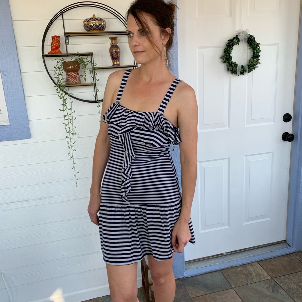 Navy Blue Striped Dress